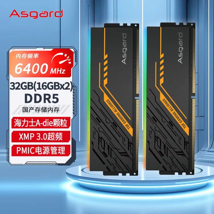 Asgard/阿斯加特16Gx2套装DDR5 6000C28 电脑内存条 TUF联名RGB灯