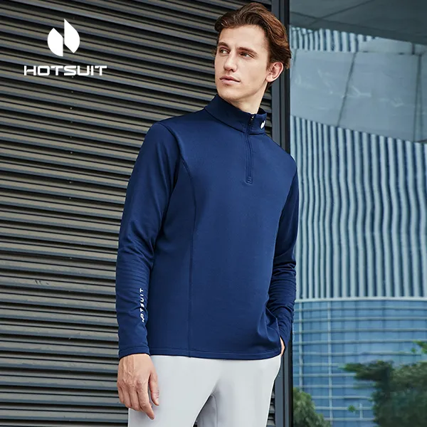 HOTSUIT/后秀格粒绒长袖T恤上衣半高领秋季冬季晨跑加绒速干衣男