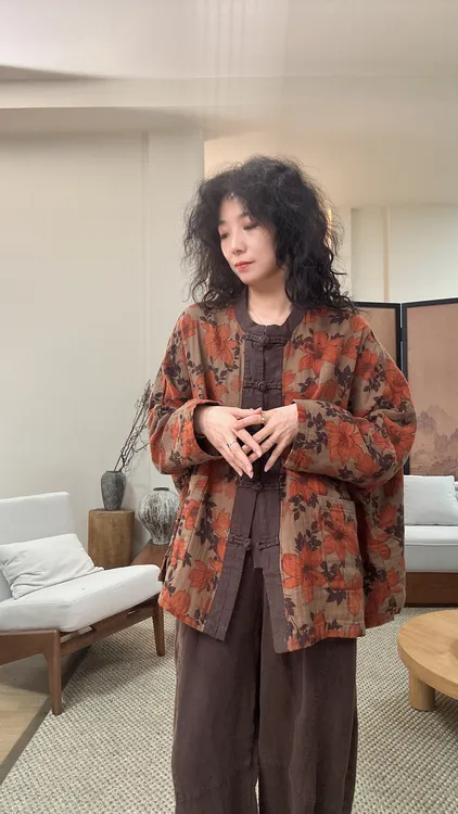 新款网红女装棉麻百搭复古宽松落肩上衣文艺相色休闲开衫长袖外套