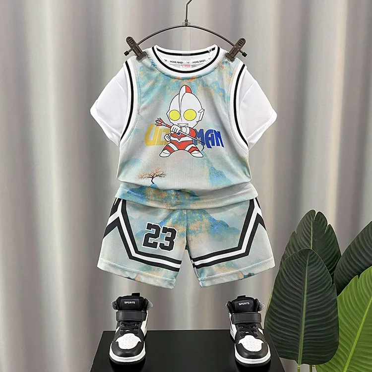 男童夏天小童速干篮球服套装夏季短袖奥特曼3-6岁儿童奥特曼衣服
