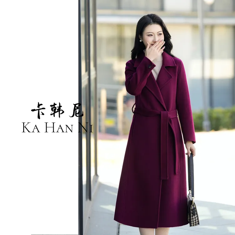 喜妈妈红色双面100%纯羊毛大衣时尚气质婚宴礼服喜婆婆外套冬19款