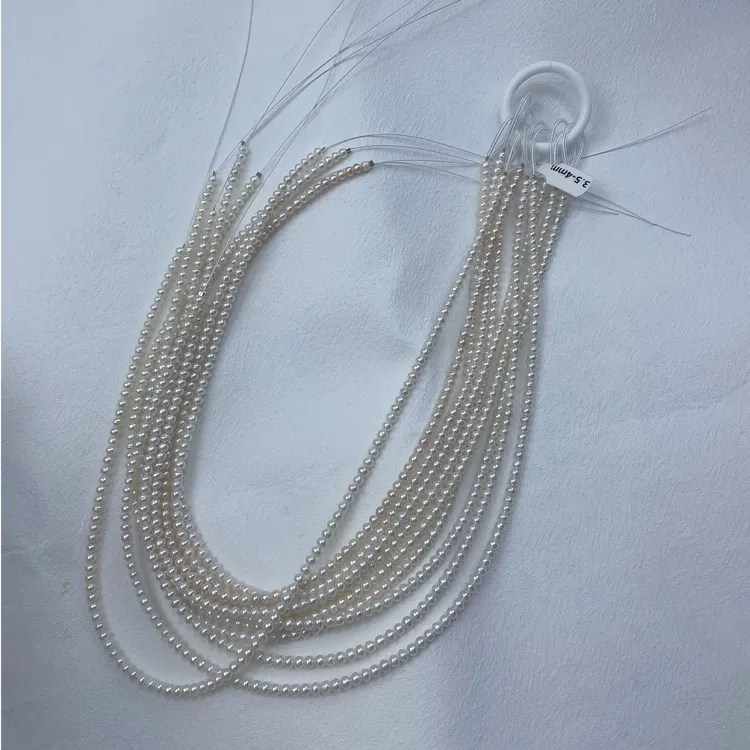 天然淡水珍珠A457#3-4M近圆小米珠（有瑕）100%天然珍珠项链