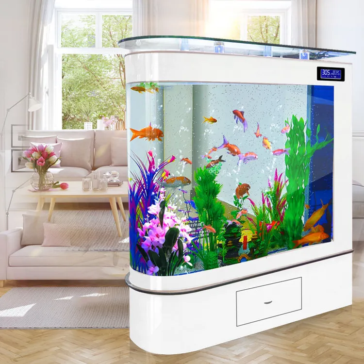 【慕森阁】子弹头金鱼厚缸水族箱大型中型玻璃客厅家功能用落地屏风