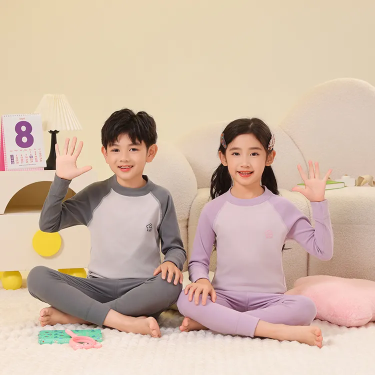 哪吒潮孩儿童保暖套装双面磨毛德绒拼接时尚高弹亲肤保暖舒适