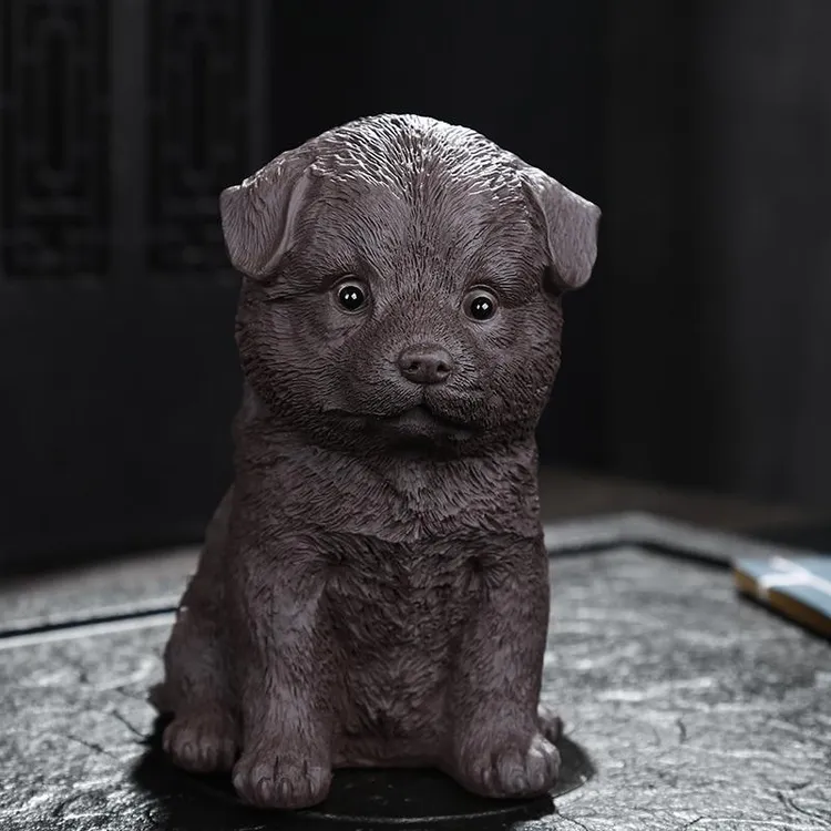 紫砂狗茶宠玩摆件精品可养旺财狗十二生肖茶具配件手工小茶宠创意