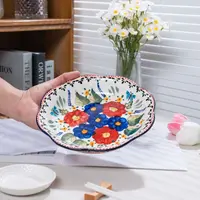 【西里西亚】家用手绘8英寸花边深盘拌面加厚轻奢陶瓷餐盘