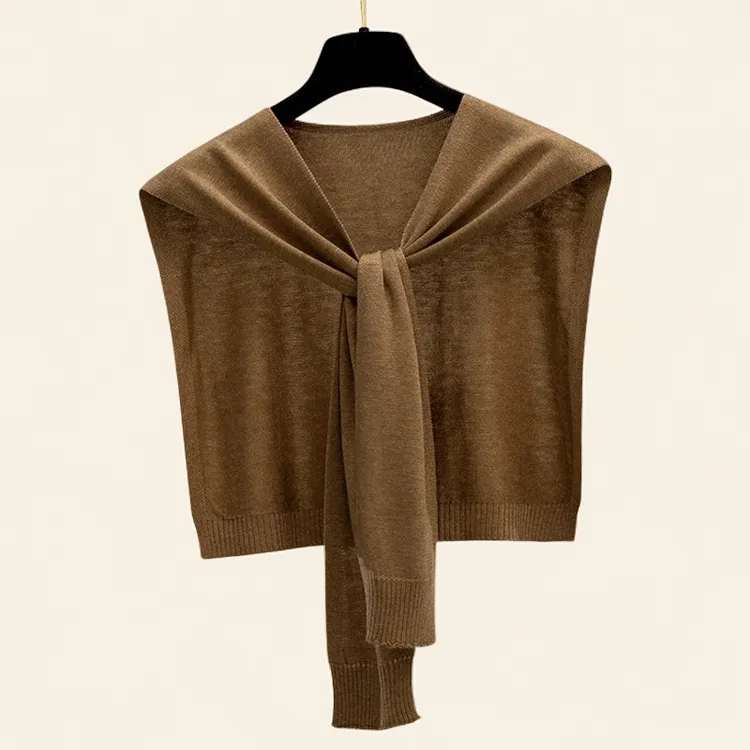 高级感柔软百搭时尚韩版外搭针织披肩女春秋新款网红纯色护肩搭肩