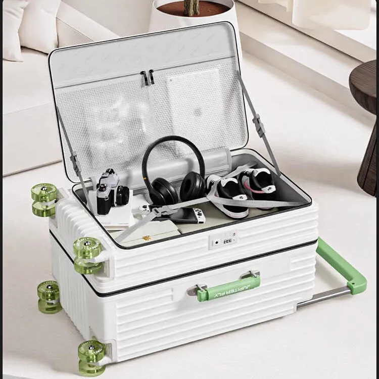 侧开盖行李箱女可扩展拉链拉杆箱20寸登机旅行箱大容量密码箱皮箱