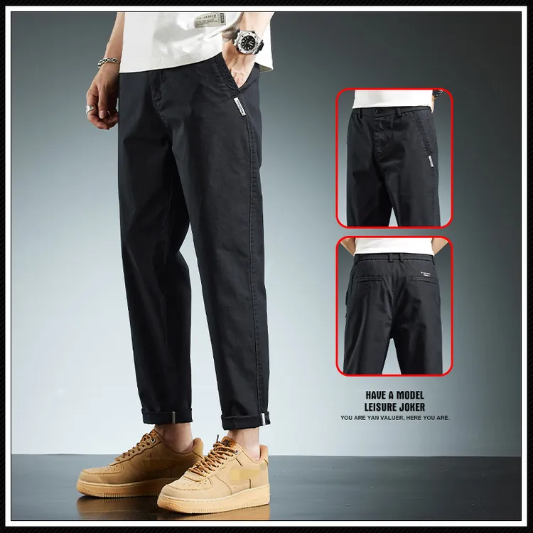 AOPAISHARK/奥派鲨男早秋穿搭宽松九分休闲小直筒锥形男西裤男款