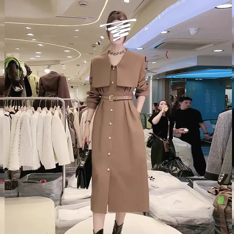 【密】【送腰带】风衣外套连衣裙女高级感新款气质西装裙6108