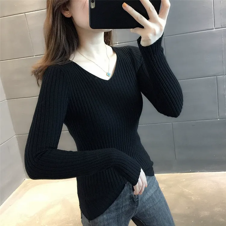 黑色百搭毛衣低领打底衫2024春秋新款针织显瘦高级感时尚内搭上衣
