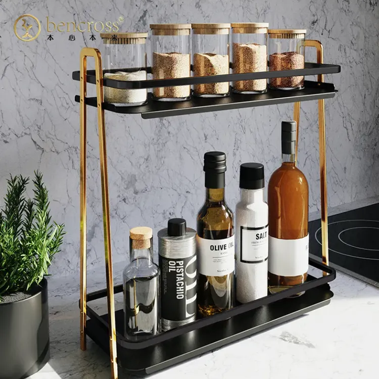 bencross双层置物架简约轻奢北欧创意家用厨房调味料收纳架储物架