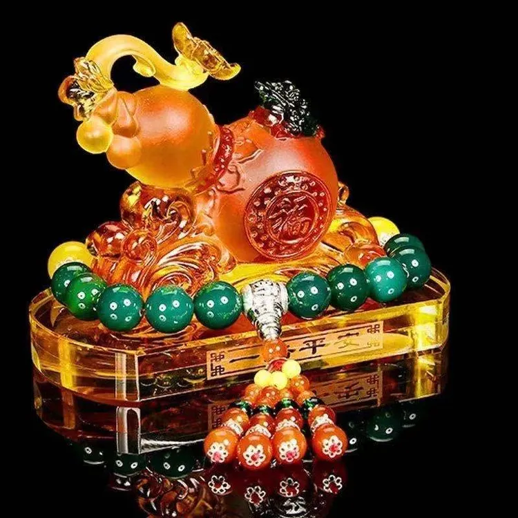 汽车摆件葫芦创意车载香薰座高档琉璃葫芦车内中控台装饰用品香水