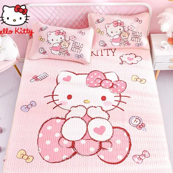 凯蒂猫乳胶凉席冰丝席床垫可水洗夏季儿童三件套kitty猫动漫周边