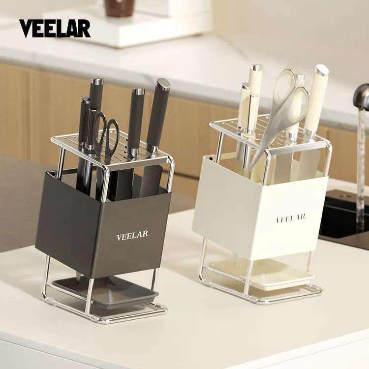 VEELAR刀架多功能厨房置物架家用台面款放菜刀具一体刀座收纳架