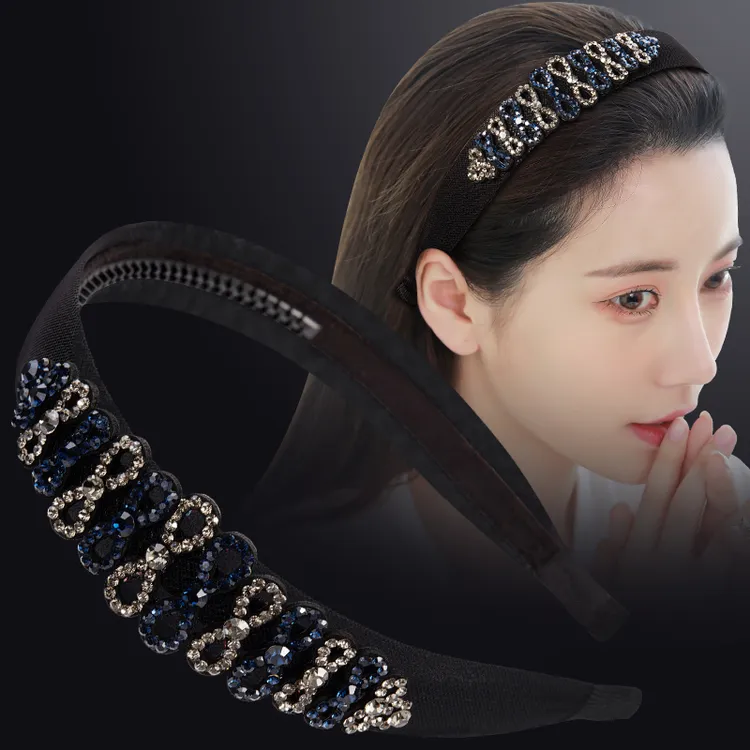 韩国水钻领结发箍女防滑带齿压发洗脸头箍时尚气质发卡显脸小发窟