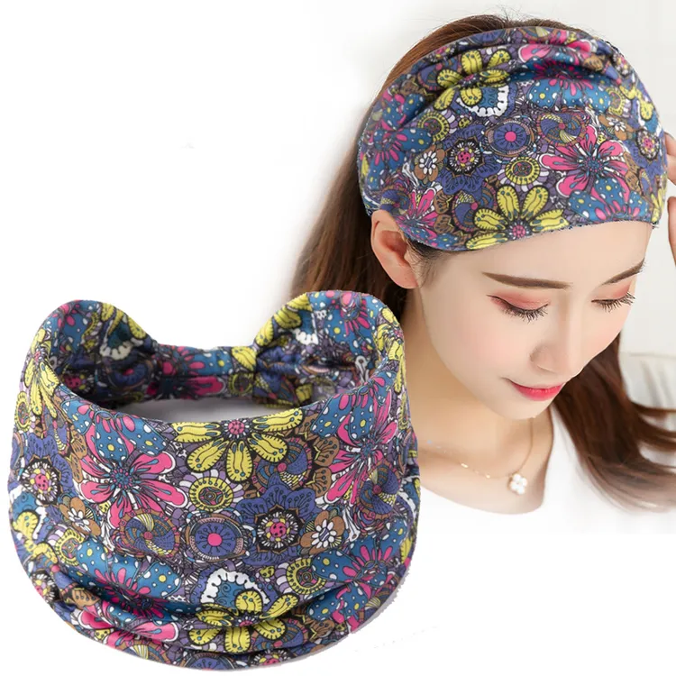 波西米亚超宽发带遮白发头巾洗脸压发箍瑜伽跳舞束发头套护额包头