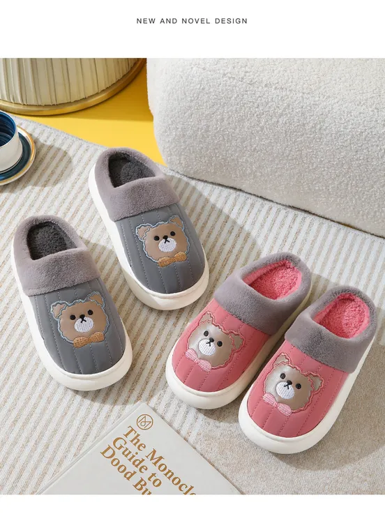 冬季秋冬季防水拖鞋家居室内外情侣卡毛拖鞋通防滑防水棉拖鞋女