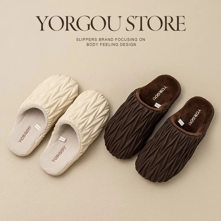 远港2025新款防水棉拖鞋女士秋冬季室内居家保暖软底包头加绒冬天