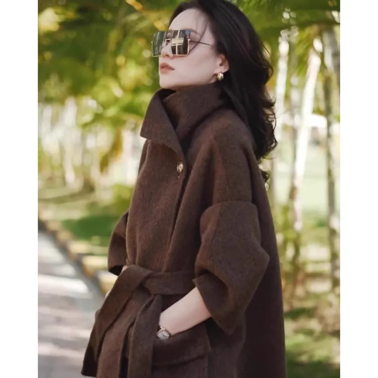 高级感超好看呢子大衣时尚减龄洋气小香风咖色毛呢外套女秋冬新款