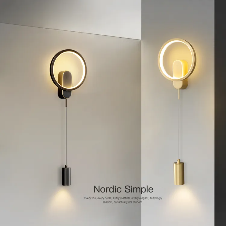 全铜床头壁灯卧室小吊射灯网红现代简约轻奢极简客厅电视背景墙灯