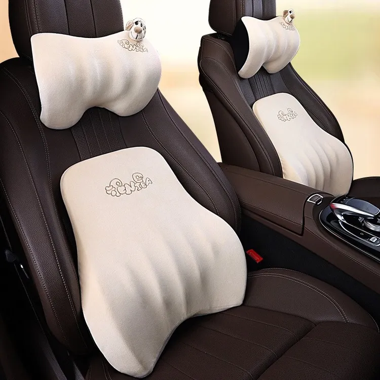 汽车头枕护颈枕腰靠网红乳胶记忆棉可爱卡通泥巴狗车用专用腰靠垫