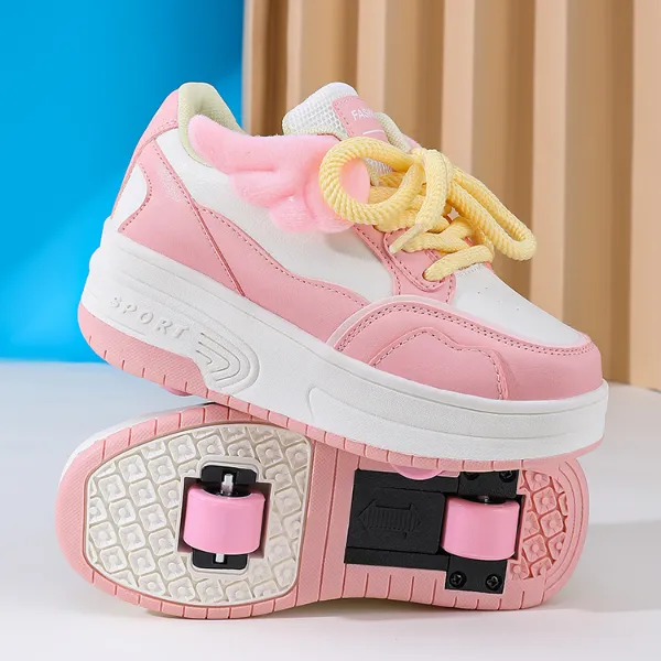 女童暴走鞋2025春秋新款儿童隐形轮滑运动鞋中大童女孩双轮溜冰鞋