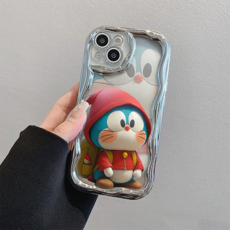 叮当坐电镀曲边纹苹果15手机壳iPhone14pro包边保护套13/12女款