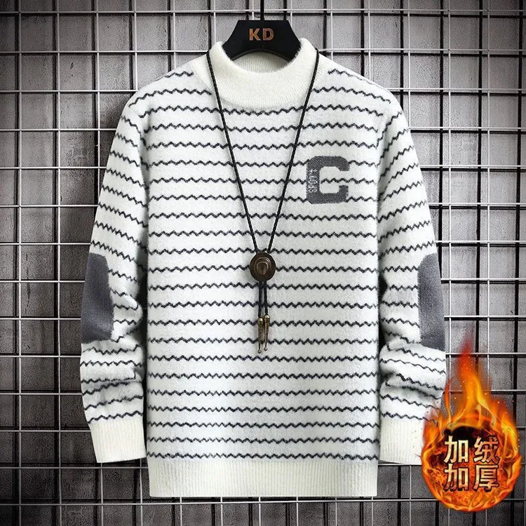 青少年大童毛衣男半高领一体绒加厚保暖打底衫冬季初中高中学生