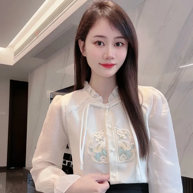 轻国风盘扣女士衬衫2025早春新款新中式气质内搭打底上衣百搭衬衣