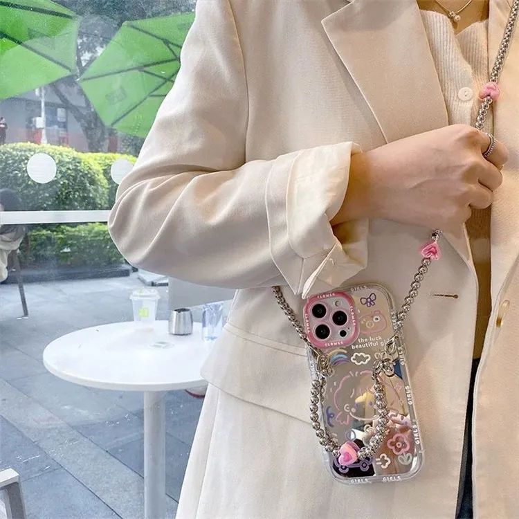 ins风甜酷小女孩镜面适用苹果15promax手机壳iPhone16手提13小众