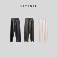 PENNY PENG无人区春游出行百搭垂感早鸟计划三色宽松直筒休闲皮裤