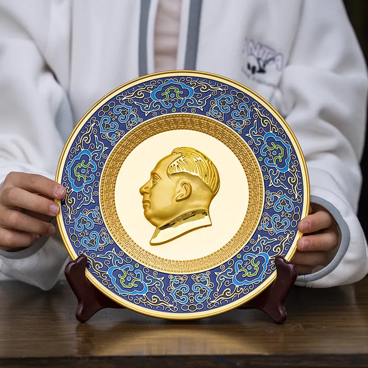 轻奢桌面摆设珐琅彩书房玄关家用创意 伟人头像景泰蓝摆件纪念品