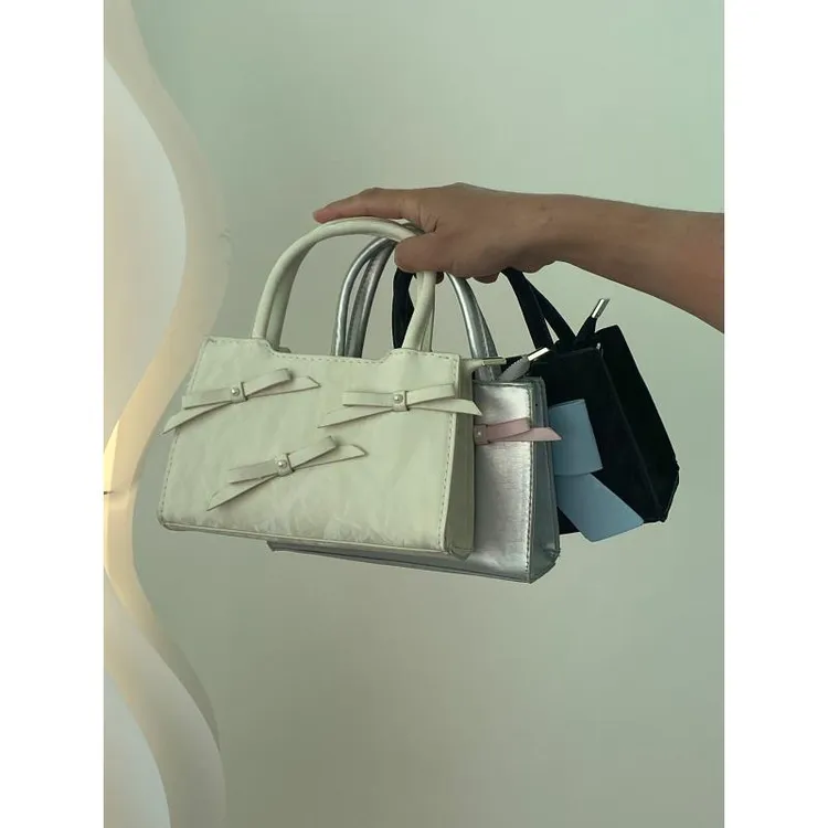 蝴蝶结小众韩国简约包渐变色百搭休闲手提包高级感单肩斜挎小方包