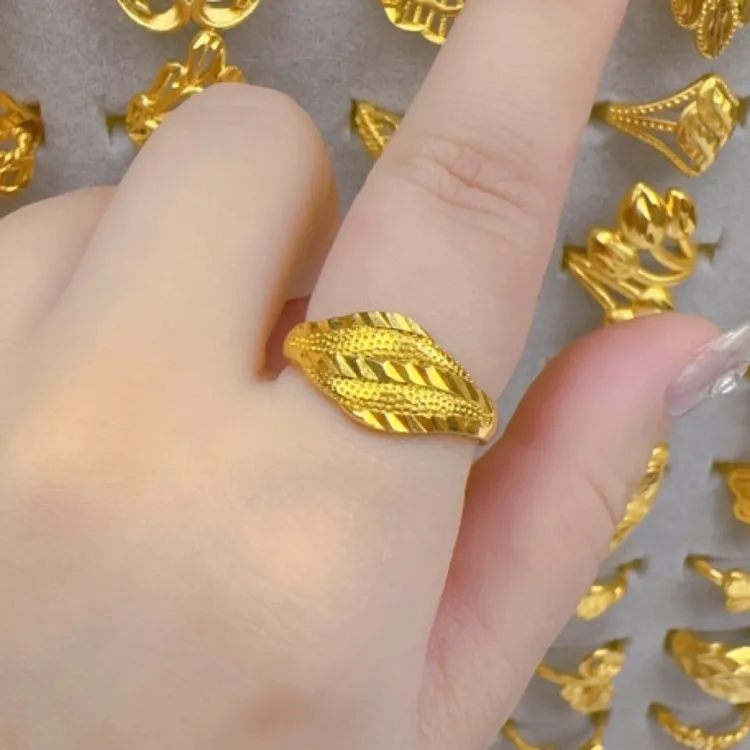 铜合金戒指 铜合金戒指 时尚简约开口可调节金色戒指38