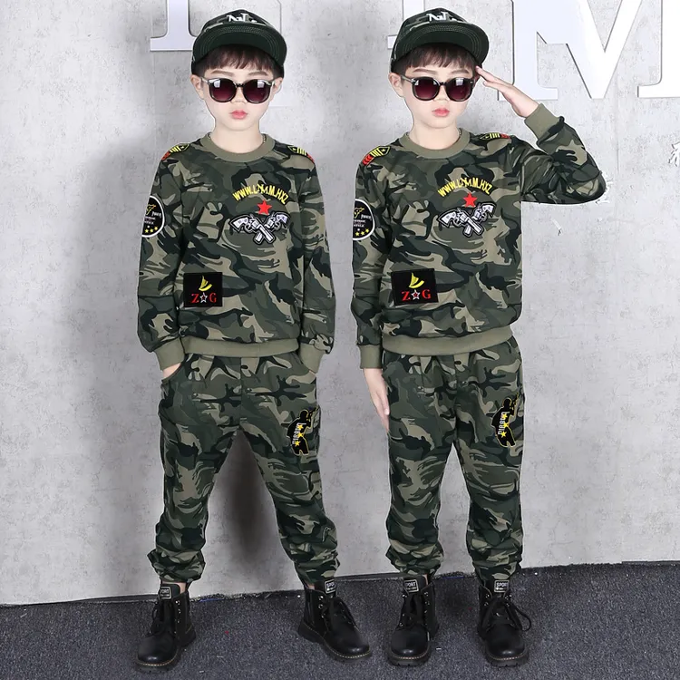 儿童迷彩服春秋套装2025新款男童帅气户外军训特种兵服装男孩春季