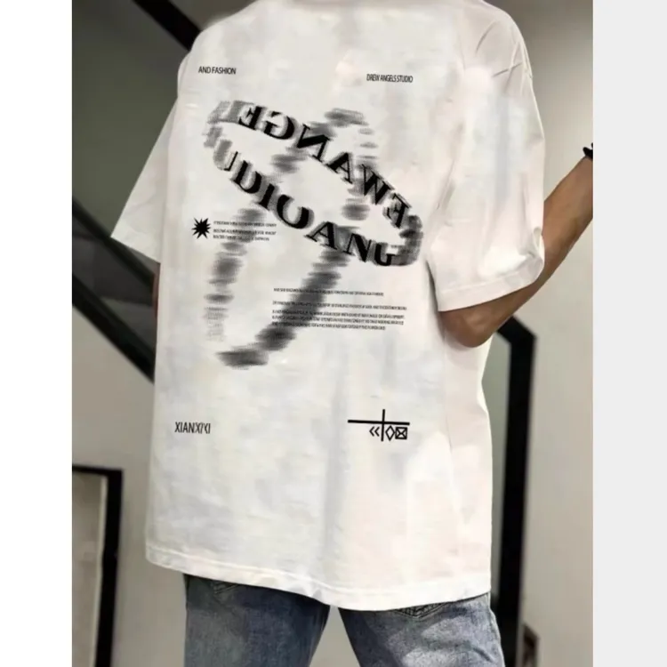 废土风多巴胺ins风短袖校园风潮牌男装纯棉T恤夏季宽松百搭印花款