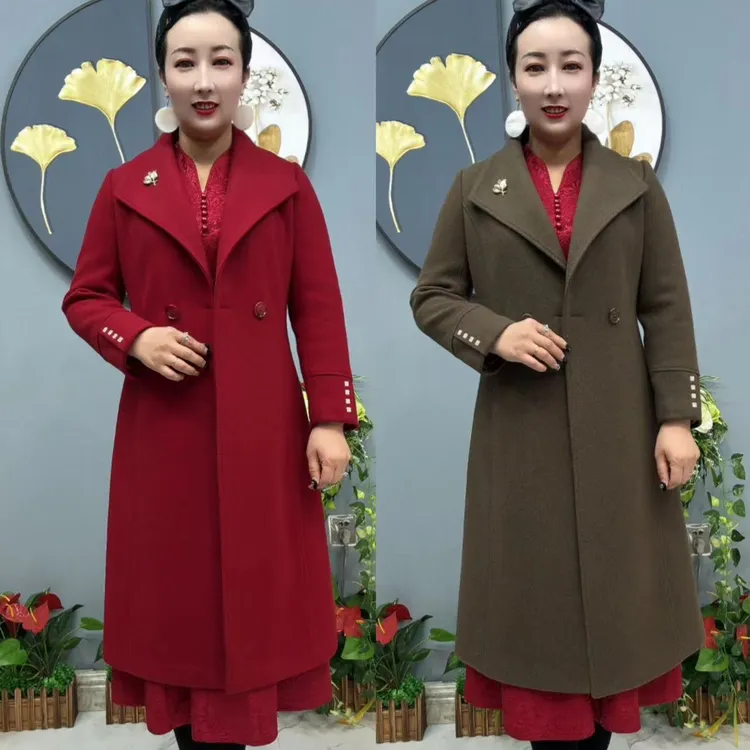 3037，翻领袖口扣款时尚百搭中长款，羊毛大衣外套，衣长102双层里衬