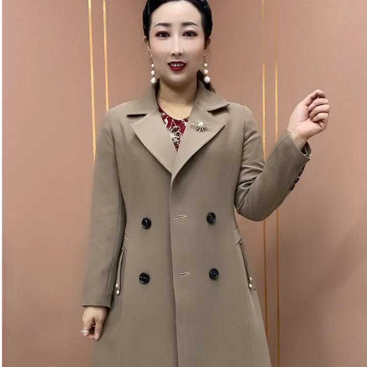 2630  收腰版双排扣西服领胸针显瘦百搭气质，风衣外套，102衣长