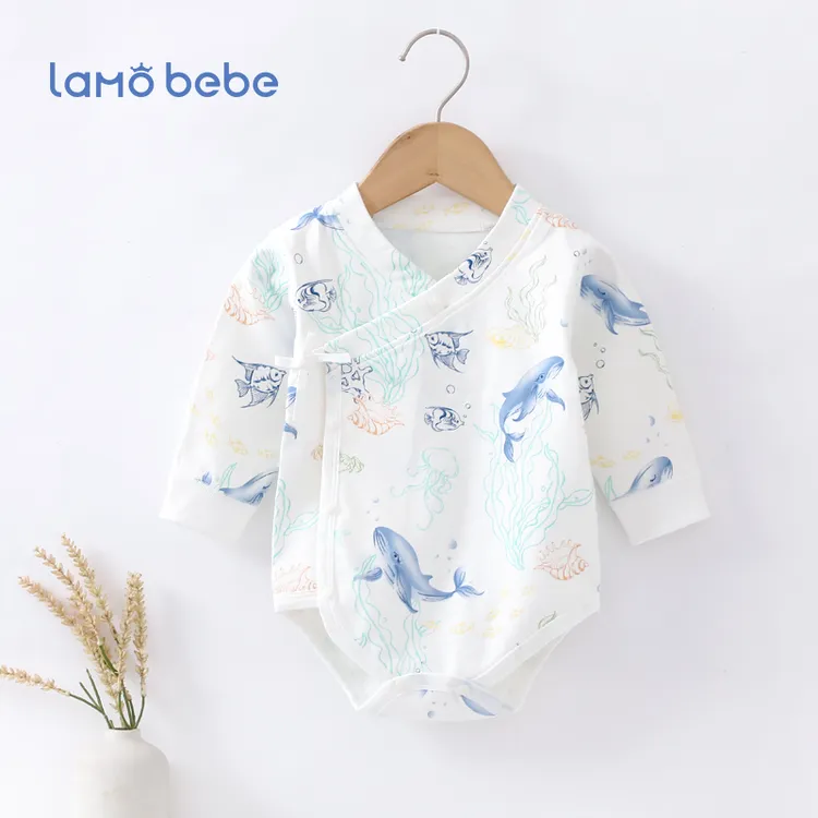 长袖新生儿包屁衣春秋婴儿连体衣服早秋宝宝氧气睡衣三角哈衣