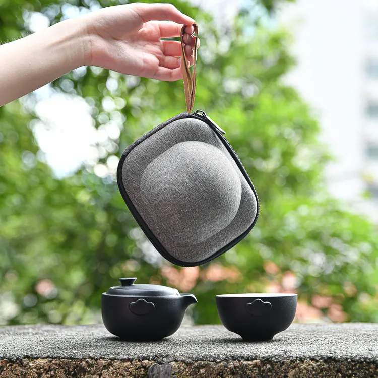 黑陶小套便携式旅行茶具一壶一杯简约防烫双喜快客杯户外露营车载