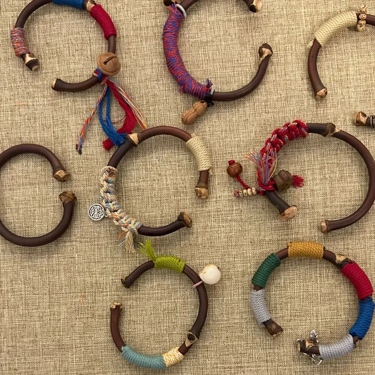 非金属木质手链 新中式鸡血藤编织古法手环 复古款民族风藏式手镯