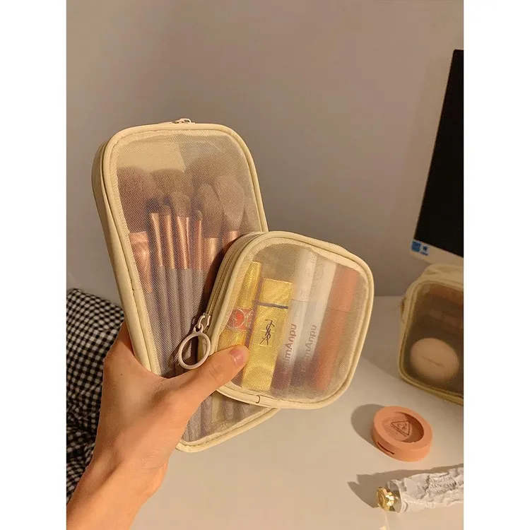 网纱透明化妆包女便携随身2024新款旅行口红化妆刷收纳袋迷你小号