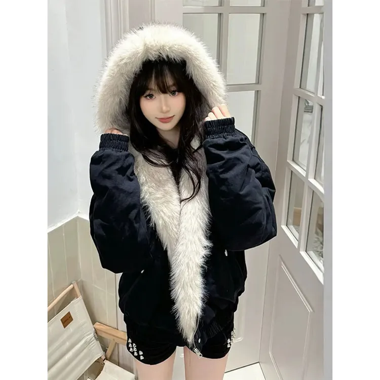 cleanfit座山雕连帽毛领夹克棉服男冬款加厚保暖棉衣美式潮牌外套