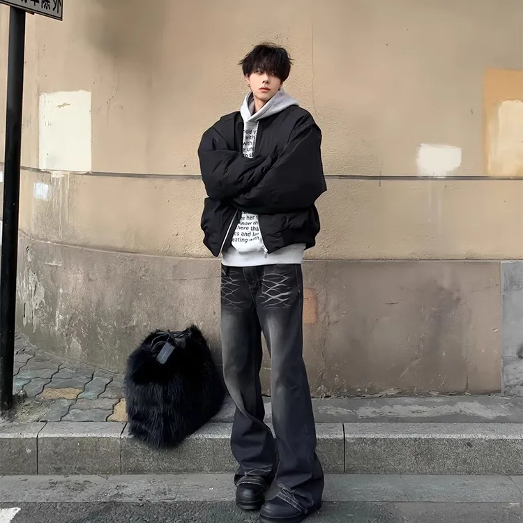 美式高街飞行外套男高级感痞帅春秋季vibe机车棒球服cleanfit夹克