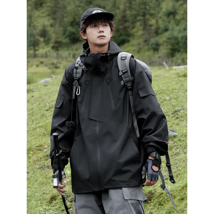 防风防水冲锋夹克男款秋季山系户外痞帅美式潮牌机能登山工装外套