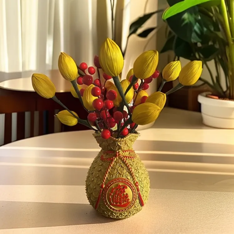 年宵花金荷花苞手工干花福袋红果套装居家办公室玄关前台婚庆开业