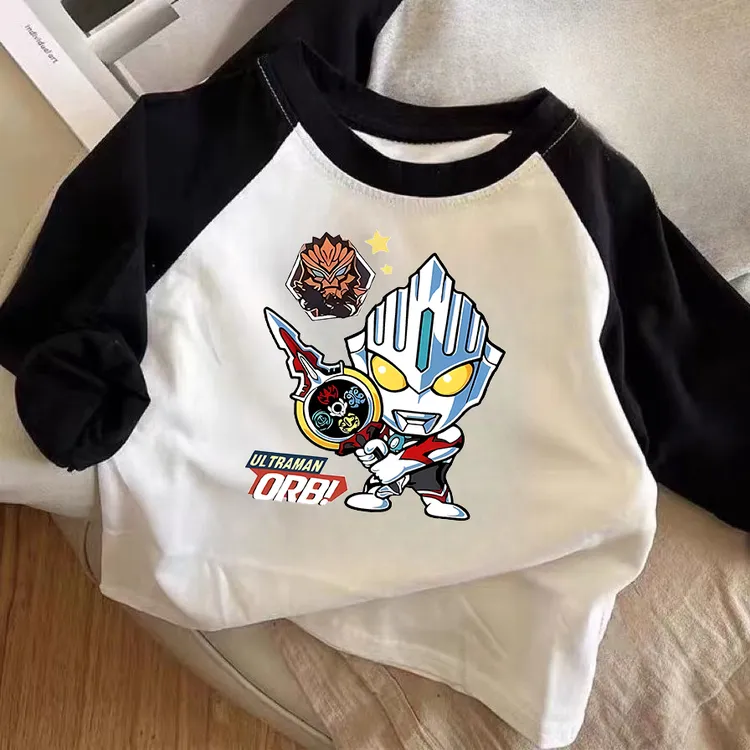 奥特曼纯棉长袖T恤男童宝宝卡通衣服中小童春秋季时尚上衣打底衫t