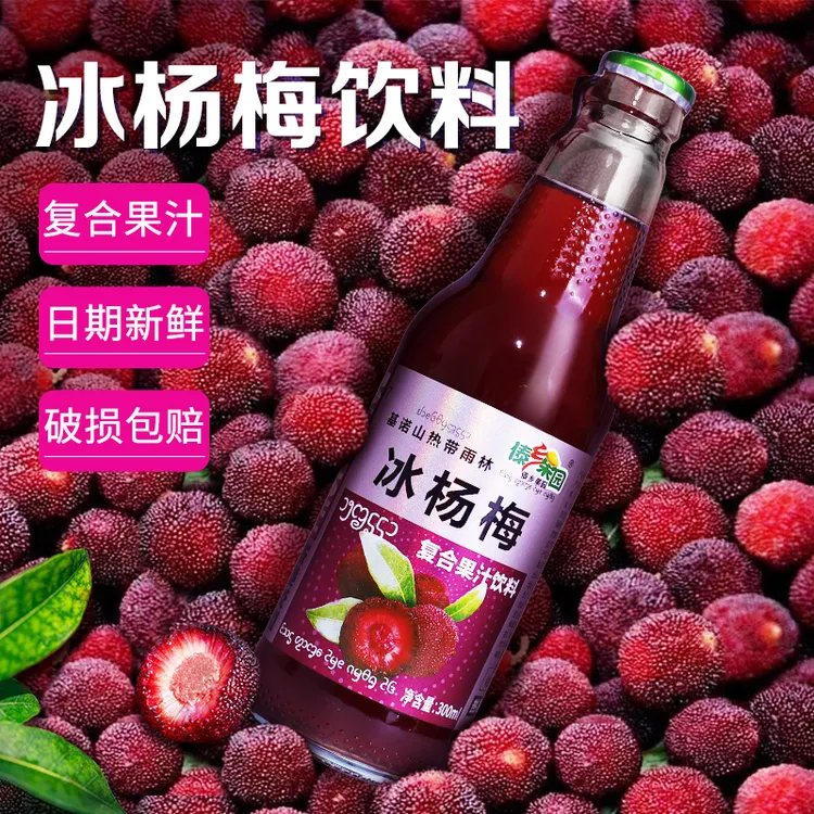 冰杨梅复合型果汁饮料300ml玻璃瓶饮料泡沫箱发货优惠傣乡果园