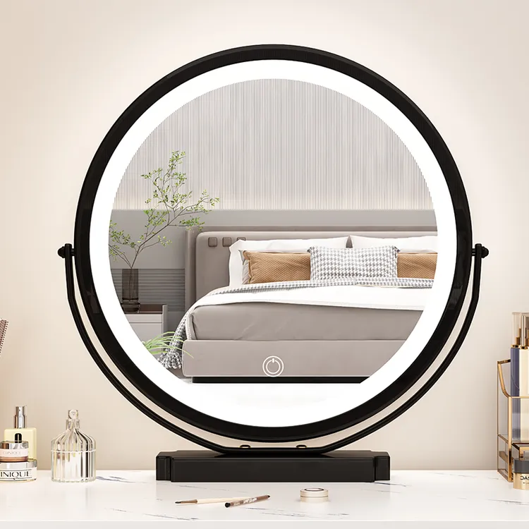 新款化妆镜台式桌面led带灯补光智能梳妆镜网红ins风简约卧室家用